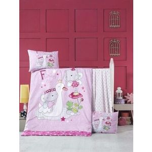 Lenjerie de pat pentru copii, Victoria, White Swan, 4 piese, 100% bumbac ranforce, roz imagine