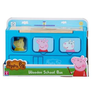 Set figurina cu autobuz scolar din lemn, Peppa Pig imagine