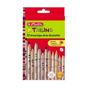 Set 12 creioane colorate, Herlitz, triunghiulare, Trilino imagine