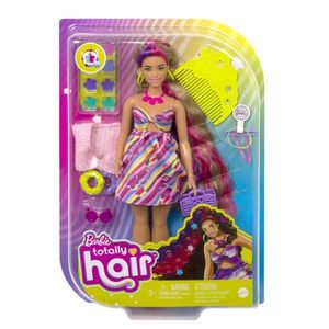 Papusa Barbie cu par lung si accesorii, Totally Hair Flowers imagine