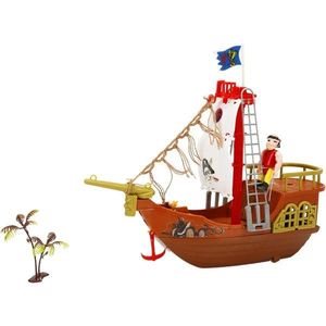 Set cu figurina si nava piratilor cu panza alba, Red Beard imagine