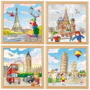 Set de 4 puzzle din lemn Orase Europene imagine