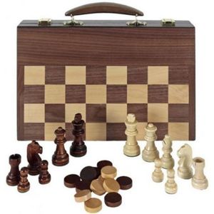 Chess checkers backgammon in wooden attache imagine