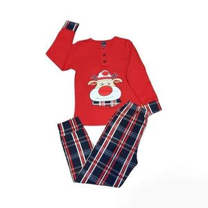 Pijama copii Trendy din bumbac cu imprimeu ren si carouri imagine