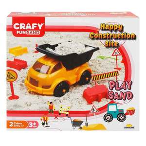 Set nisip kinetic, Crafy Fun Sand, Happy Construction Site, 12 piese, 500 g nisip imagine