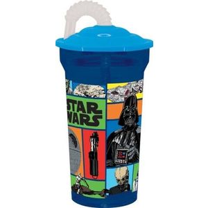 Recipient apa cu pai Star Wars, Disney, 350 ml, plastic, multicolor imagine