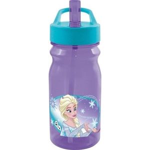 Bidon apa cu pai Frozen, Disney, 400 ml, plastic, mov imagine