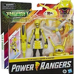Power Rangers, Beast Morphers - Set 2 figurine Yellow Ranger si Morphin Jax Beastbot, 15 cm imagine