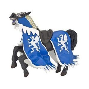 Figurina Papo Personaje medievale fantastice - Calul regelui cu blazon dragon albastru imagine