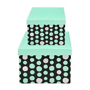 Set 2 cutii cadou verde menta, cu design buline imagine