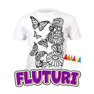 Tricou de colorat cu markere lavabile Fluturi 3-4 ani imagine