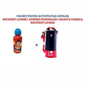 Pachet recipient lichide pentru copii 0.5 l+ geanta termica pt recipient imagine
