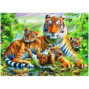 Puzzle Bluebird - Tiger And Cubs, 1500 piese imagine