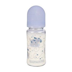 Biberon sticla decor cu gat larg si tetine sistem anticolici, 240 ml, Baby Nova, albastru imagine