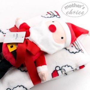 Set cadou Craciun cu paturica din fleece si jucarie Santa imagine