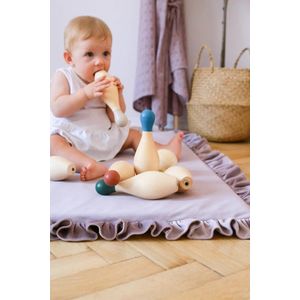Covor patrat de joaca termoizolant din spuma pentru copii si bebelusi pliabil catifea mint cu volanas 100x100cm imagine