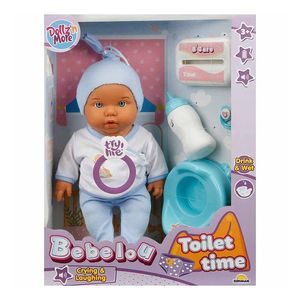 Papusa bebelus Bebelou, Dollz n More, Toilet Time, 35 cm, albastru imagine