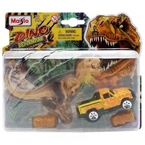 Set masinuta si figurina dinozaur Maisto, Dino Adventure, Galben imagine