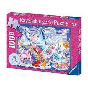 Puzzle unicorni cu sclipici 100 piese Ravensburger imagine