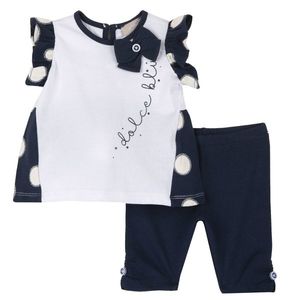 Costum copii Chicco, tricou si pantaloni, alb cu bleumarin, 75624-64MFCO imagine