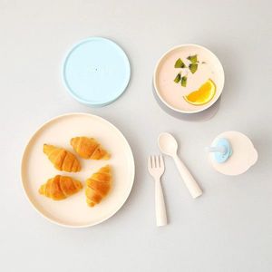 Set diversificare hrana bebelusi Miniware Little Foodie 6 piese Vanilla Aqua imagine