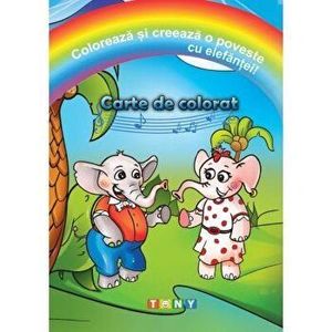 Coloreaza si creeaza o poveste cu elefantei! Carte de colorat - *** imagine