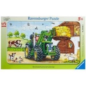 Puzzle tractor la ferma 15 piese imagine
