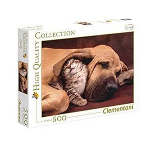 Puzzle Imbratisare - Pui de pisica si catelus, 500 piese imagine