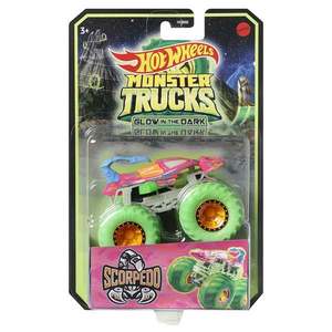 Masinuta Monster Trucks, Hot Wheels, Glow in the Dark, 1: 64, Scorpedo, HGD10 imagine