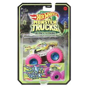 Masinuta Monster Trucks, Hot Wheels, Glow in the Dark, 1: 64, Shark Wreak, HGX15 imagine
