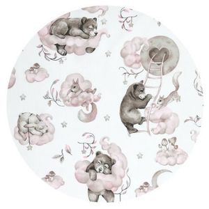 Paturica de infasat Qmini multifunctionala 75x75 cm din bumbac Teddy Bear and Friends Pink imagine