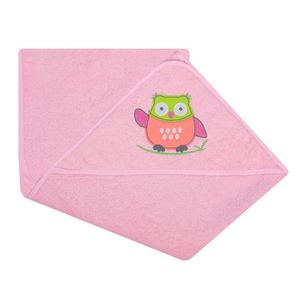 Prosop cu gluga din bumbac 80x80 cm Pink Owl imagine