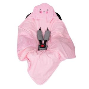 Paturica de infasat cu urechiuse pentru scaun auto Pink Rabbit imagine