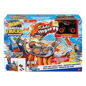 Set de joaca cu masina Monster Trucks, Hot Wheels, Spin-Out Challenge, HNB93 imagine