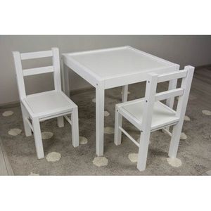 Set masa cu doua scaune Drewex alb pentru copii imagine