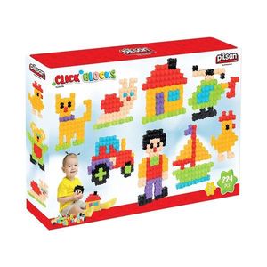 Set de joaca, cutie cu blocuri de construit, Click Blocks, Pilsan, 224 piese imagine