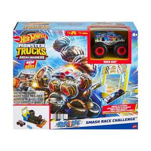 Set de joaca cu masina Monster Trucks, Hot Wheels, Smash Race Challenge, HNB89 imagine