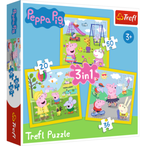 Puzzle 3in1 - Peppa Pig - O Zi Aniversara | Trefl imagine