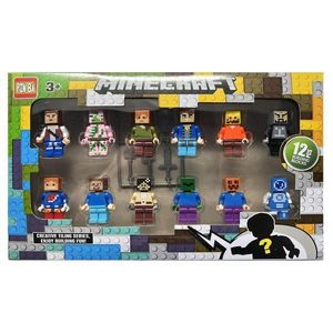 Set 12 figurine tip lego Minecraft, Multicolor, 5 cm imagine