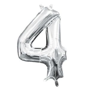 Balon folie argintiu cifra 4 imagine