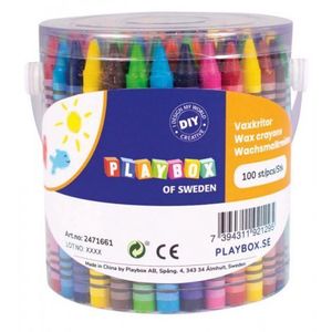 Set de creioane colorate cerate, 100 bucati, non-toxice, Playbox imagine