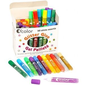 Set 50 flacoane lipici glitter in 12 culori asortate imagine