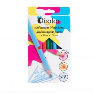 Set 12 creioane colorate triunghiulare maxi mina 4 mm imagine