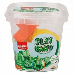 Nisip kinetic Fun Sand 350 gr Verde si 3 unelte de modelat imagine