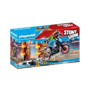 Stunt show - motocicleta cu perete de foc PM70553 Playmobil imagine