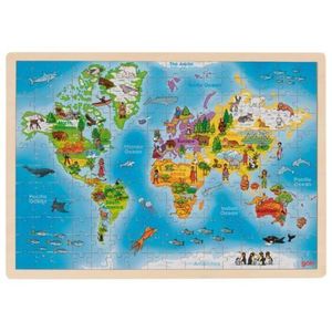 Puzzle din lemn 192 piese Harta lumii imagine