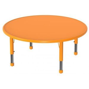 Masa rotunda, 115 cm diametru, portocalie, din plastic, reglabila, marimea 0-3 pentru gradinita imagine