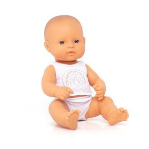 Papusa bebelus educativa 32 cm - Fetita caucaziana buneta imagine