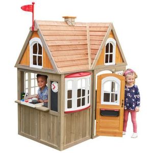 Casuta de joaca exterior din lemn pentru copii Greystone Cottage Playhouse Kidkraft imagine