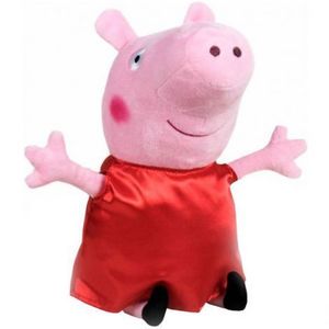 Jucarie din plus Peppa Pig cu rochie rosie din satin, 25 cm imagine